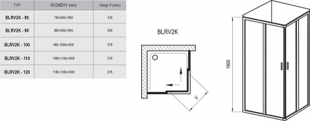 Душевая дверь Ravak Blix BLRV2K-90 блестящий + стекло транспарент