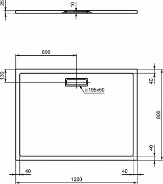 Ультратонкий акриловый прямоугольный душевой поддон Ideal Standard ULTRAFLAT NEW 1200x900x25 мм. Для напольной или встраиваемой установки (T448301)