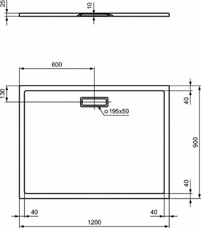 Ультратонкий акриловый прямоугольный душевой поддон Ideal Standard ULTRAFLAT NEW 1200x900x25 мм. Для напольной или встраиваемой установки (T448301)