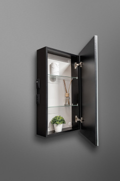 Зеркало-шкаф AZARIO Hamburg-BLACK 462х148х762 с подсветкой, механический выключатель, черный (LED-00002669)