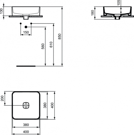 Раковина Ideal Standard STRADA II Square Vessel  40 см., белая (T296201)