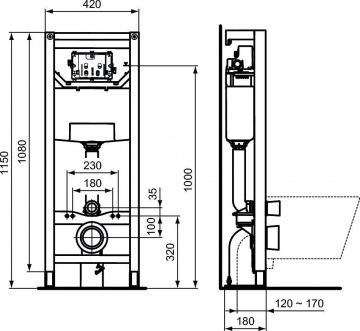 Комплект Ideal Standard Prosys i.life A  (унитаз+инсталляция) I001601