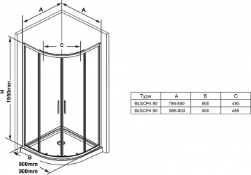 Душевой уголок Ravak Blix BLSCP4-90 90x90 стекло Transparent, профиль Черный (X3BM70300Z1)
