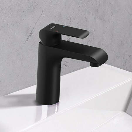 Смеситель для раковины Ravak Flat FL 013.20 с донным клапаном, керамический картидж, черный матовый (X070172)