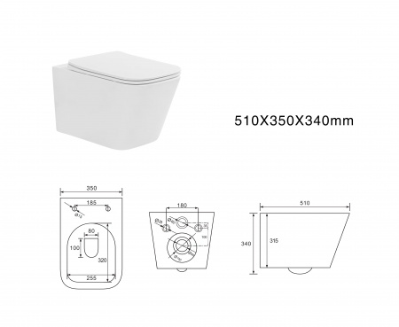 Унитаз подвесной безободковый Aquatek ЛИБРА AQ1505T-00 510*345*340, сиденье легкосъемное с микролифтом, смыв ТОРНАДО