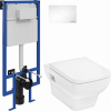 Комплект Унитаз подвесной Hansgrohe CreekTide Q безободковый, с микролифтом + Инсталляция STWORKI + Кнопка Хельсинки 500470 белая