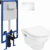 Комплект Унитаз подвесной Hansgrohe GladeLake S безободковый, с микролифтом + Инсталляция STWORKI + Кнопка Хельсинки 500470 белая