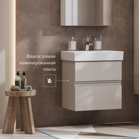 Комплект Roca OLETA модуль для раковины 500 мм, 460х374х548, с 2 ящиками + раковина мебельная PURE 500х390, 1 отв, капучино (Z.RU93.0.762.8)