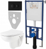 Комплект Унитаз подвесной Seramiksan Petite + Крышка AG50006 с микролифтом + Инсталляция DIWO + Кнопка 7313 черная матовая