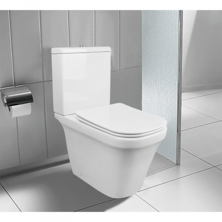 Унитаз-компакт Azario Candy 370х620х780 напольный, безободковый, в комплекте с бачком и сиденьем микролифт (AZ-1503B)