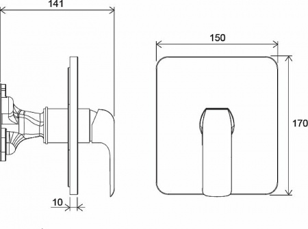 Смеситель для душа Ravak Flat FL 066.00 внешняя часть, хром (X070124)