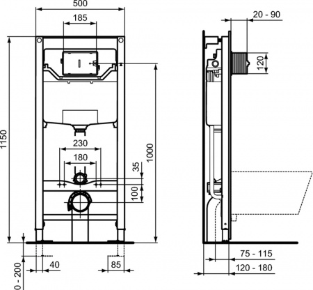 НАБОР 3 В 1 Ideal Standard i.Life B - Комплект Унитаз + Сиденье + Инсталляция T461401+T468301+R020467 (I001401)