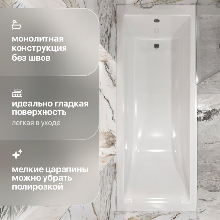 Ванна из искусственного камня STWORKI Ольборг 180x70 см, с ножками