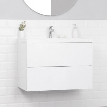 Комплект тумба Итана ICON 80 (800х451х588) подвесная, с раковиной CLARISSA 80, белый глянец (CS00090102)