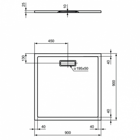 Душевой поддон Ideal Standard ULTRAFLAT NEW 900x900x25 ультратонкий, акриловый квадратный, черный (T4467V3)