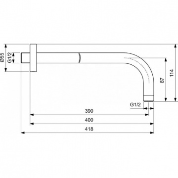 Держатель верхнего душа Ideal Standard IdealRain настенный 390 мм, черный (B9445XG)