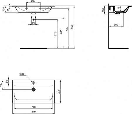 Раковина Ideal Standard CONNECT AIR Vanity 84 см, белая (E027901)