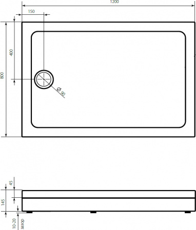 Поддон для душа STWORKI Эстерсунд 120x80, с сифоном