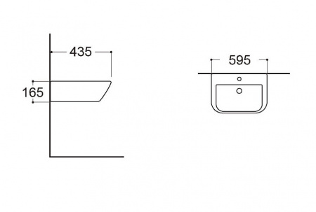 Раковина подвесная AQ5440-00, 595*435, белая, может быть установлена на пьедестал