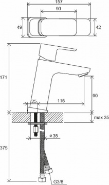 Смеситель для раковины Ravak 10° Free TD F 014.00 керамический картридж, хром (X070129)