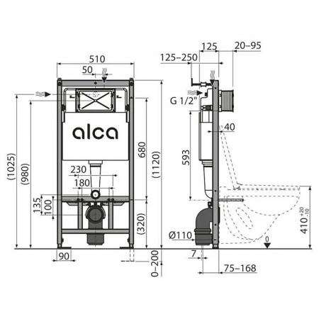 Сет инсталляция Alсa AM101/1120-4:1 RU M670-0001 + унитаз Gloria AZ-2003 с сиденьем микролифт