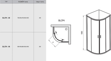 Душевой уголок Blix BLCP4-90 белый + Грапе