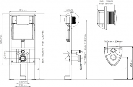 Комплект Унитаз подвесной Seramiksan Petite + Крышка AG50006 с микролифтом + Инсталляция DIWO + Кнопка 7320 белая