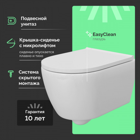 Комплект Унитаз подвесной DIWO Коломна 0700 с микролифтом + Инсталляция EWRIKA ProLT 0026-2020 с кнопкой смыва 0051 хром