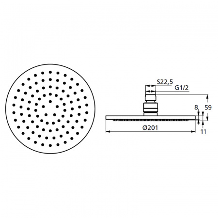 Ideal Standart B9442AA  IDEALRAIN SOFT M1 Верхний душ 200 мм, хром, металлический (латунь)