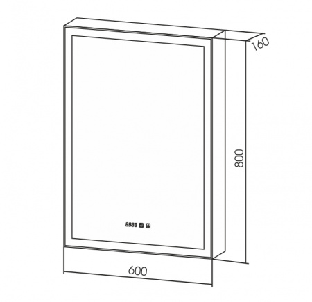 Зеркало-шкаф AZARIO Киото 60 (600х800) c подсветкой и диммером + часы (LED-00002358)