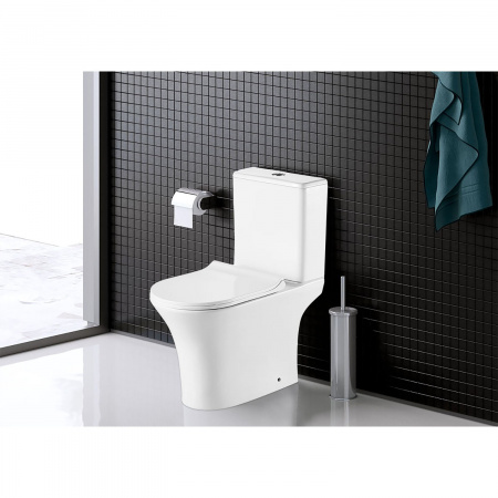 Унитаз-компакт AZARIO FRETTA ROUND 650x340x790 напольный, безободковый в комплекте с бачком и сиденьем микролифт (AZ-7121)