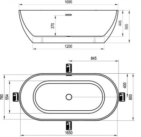 Ванна акриловая Ravak Freedom O 1690 x 800 отдельностоящая
