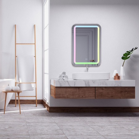 Зеркало AZARIO Мальта RGB 550*800 c подсветкой и диммером, мульти-цвет, сенсорный выключатель (LED-00002511)