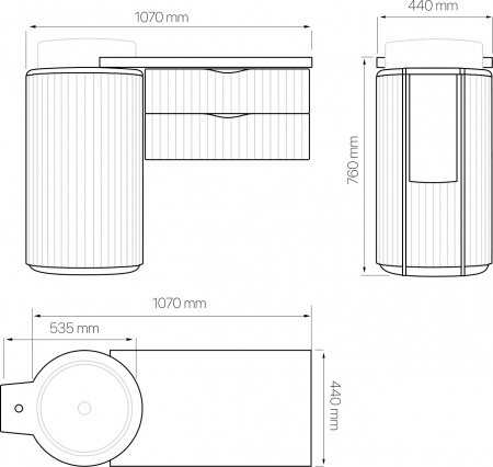 Тумба с раковиной STWORKI Lotus 107 antracite matt