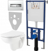 Комплект Унитаз подвесной Seramiksan Petite + Крышка AG50006 с микролифтом + Инсталляция DIWO + Кнопка 7322 хром