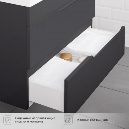 Комплект тумба Итана Sky 70 (699х448х560) подвесная, с раковиной Clarissa 70, графит (CS00091540)