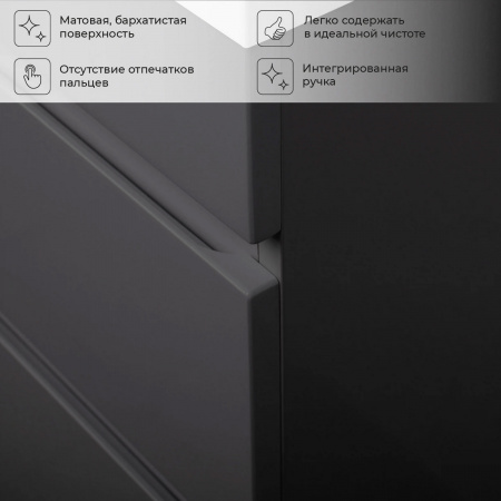 Комплект тумба Итана Sky 70 (699х448х560) подвесная, с раковиной Clarissa 70, графит (CS00091540)