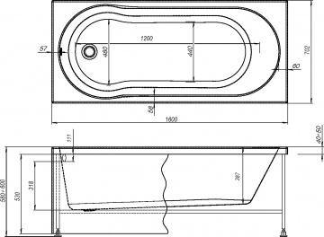 Комплект Акриловая ванна STWORKI Хельсинки 160x70 см, с каркасом + Стойка Готланд W1H303-BG матовое золото