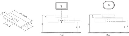 Столешница Ravak FORMY 100.0х5.0х55.0 Дуб светлый (X000000834)