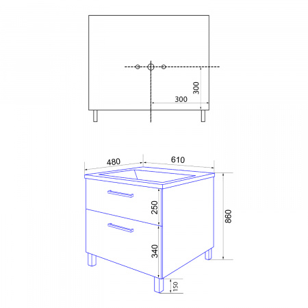 Комплект Azario Тумба Ника 60 Н 610х480х860 напольная, с раковиной Tempo 60 (CS00091368)