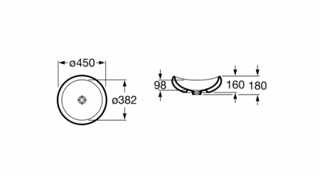 Раковина Roca URBI 1 450х382х180 мм., накладная, белая (7.3272.2.500.0)