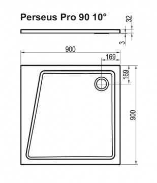 Душевой поддон Ravak PERSEUS PRO-90 10° белый