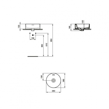 Раковина Ideal Standard STRADA II Round Vessel  38 см., белая (T292901)