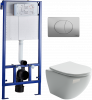 Комплект Унитаз подвесной Ceramicanova Metropol CN4002 безободковый + Инсталляция STWORKI 510162 с кнопкой смыва 230822 хром глянцевый